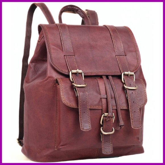 Real Leather Backpack Purse 14